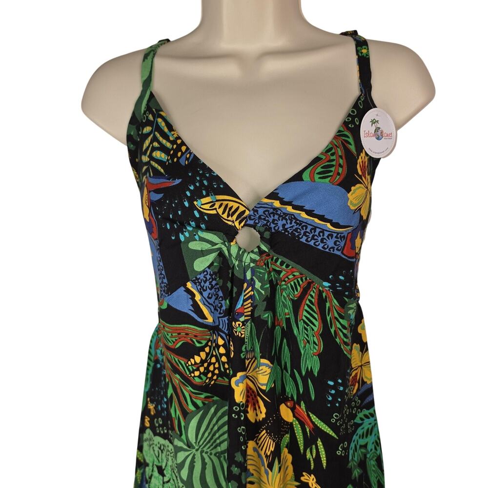 Island Planet Dress Womens One Size Multicolor Tropical Maxi Sundress Vacay Boho - Picture 8 of 10